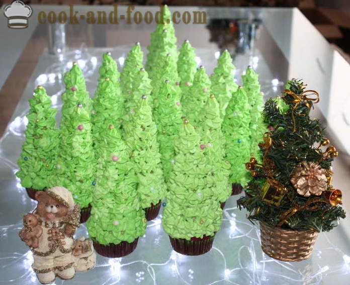 Christmas cakes Christmas trees - how to cook Christmas cakes Christmas trees at home step by step recipe photos