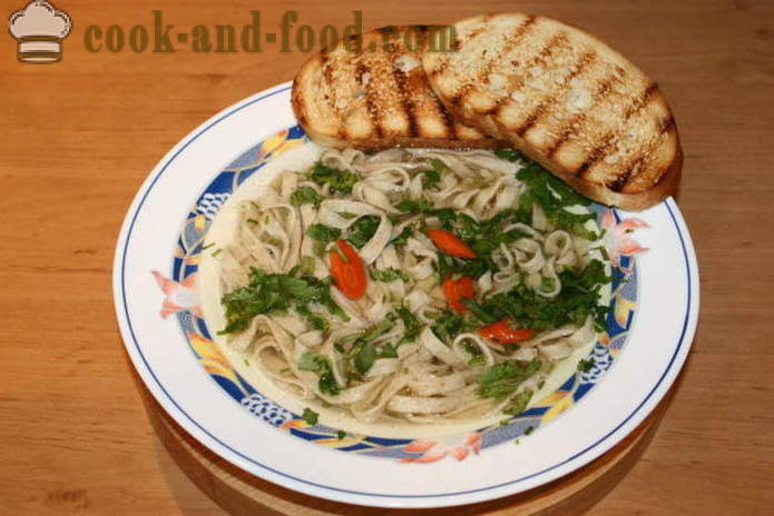 Chicken noodle soup at home - how to cook soup with homemade noodles, step by step recipe photos