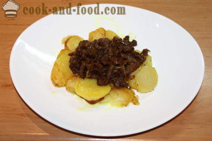 What file poached egg - lamb braised in wine and fried potatoes, a step by step recipe photos