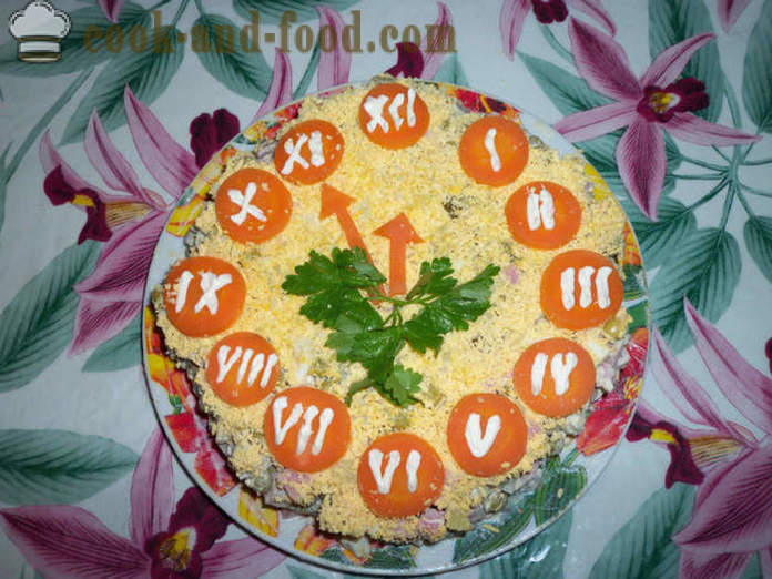 Salad Christmas Clock - How to make a salad on New Year's Eve, a step by step recipe photos