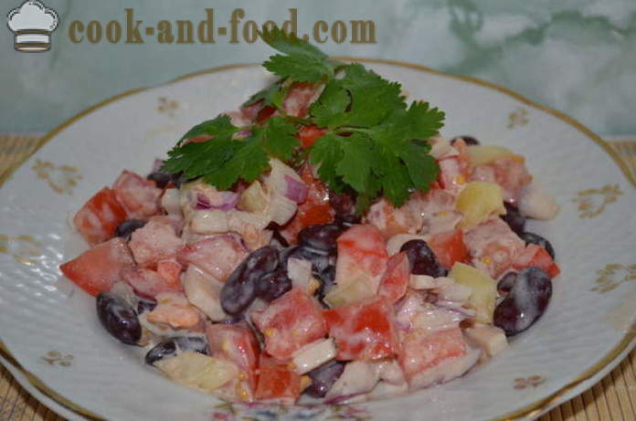 Salad with beans and squid - How to prepare a salad with squid and beans, with a step by step recipe photos