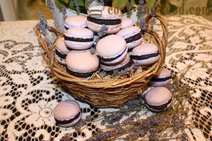 Cookies makarons tastefully lavender - how do makarons at home, step by step recipe photos