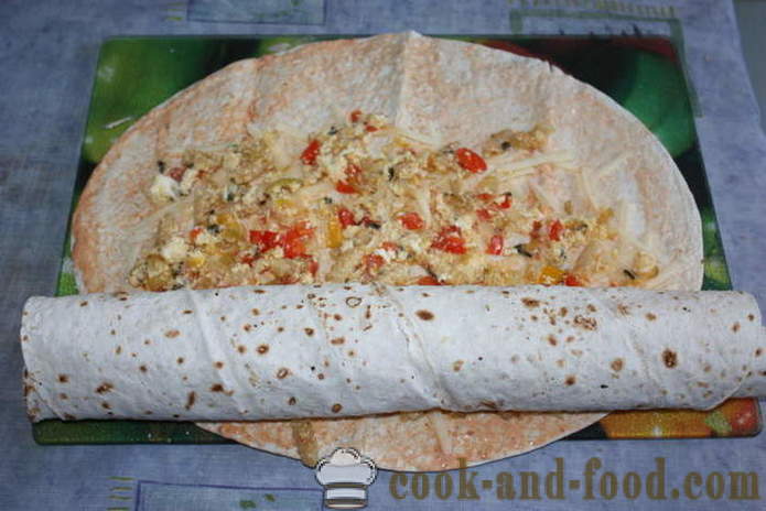 Pita bread with scrambled eggs and cheese in the oven - how to prepare rolls of pita bread, a step by step recipe roll of pita bread with scrambled eggs and cheese