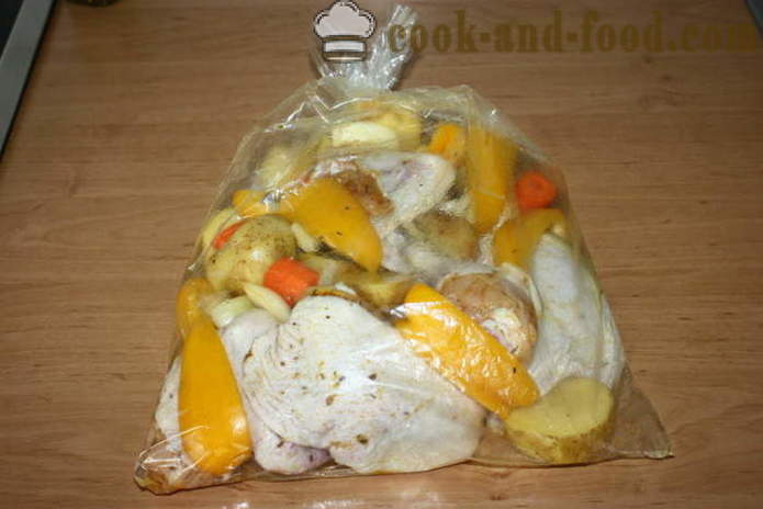Baked potatoes with chicken in the sleeve - how to cook potatoes in oven with chicken, a step by step recipe photos
