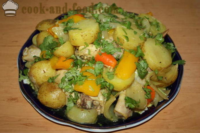 Baked potatoes with chicken in the sleeve - how to cook potatoes in oven with chicken, a step by step recipe photos