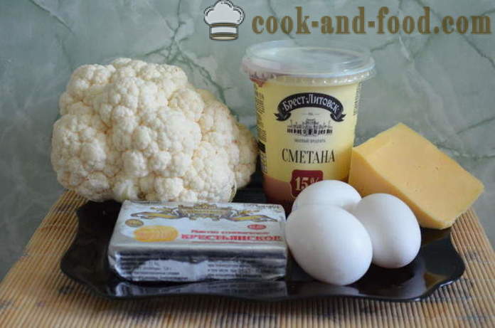 Omelette with cauliflower in the oven - how delicious cauliflower bake in the oven, with a step by step recipe photos
