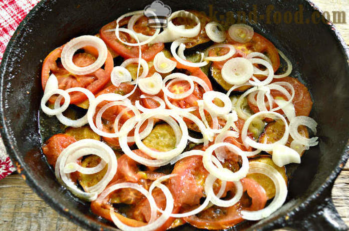 Omelette with eggplants and tomatoes - how to prepare fried eggplant with eggs and tomatoes, a step by step recipe photos