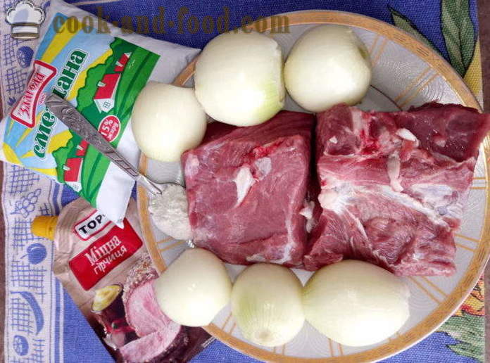 Beef in a pot in the oven - how to put out the beef in a pot, with a step by step recipe photos