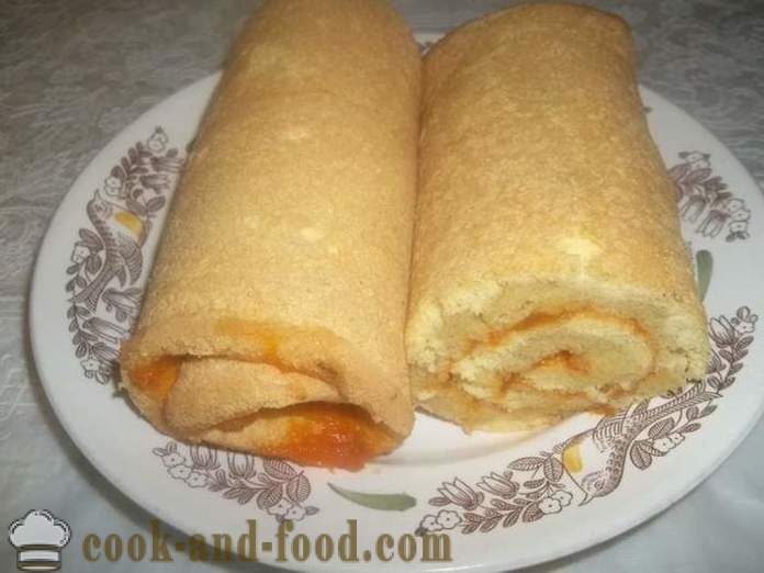 Quick Sponge roll with jam - how to bake a sponge roll at home, step by step recipe photos