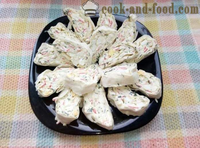 Pita with crab sticks with egg and mayonnaise - how to make crab roll lavash, a step by step recipe photos