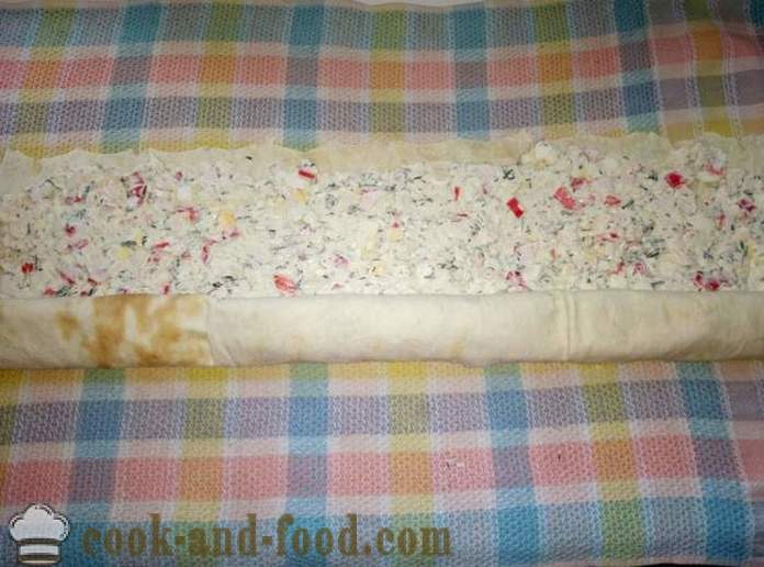 Pita with crab sticks with egg and mayonnaise - how to make crab roll lavash, a step by step recipe photos