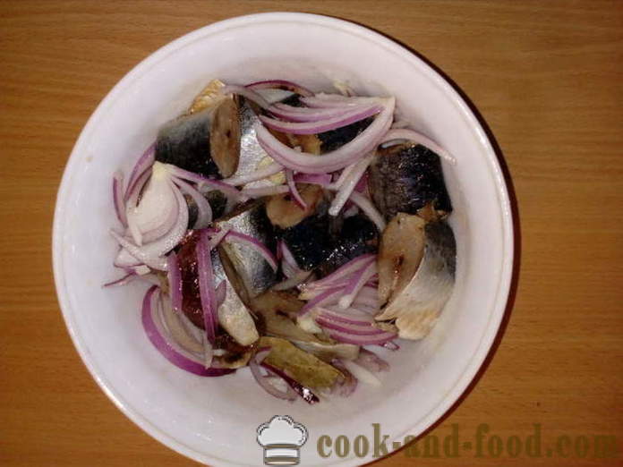Tasty herring marinated in home pieces