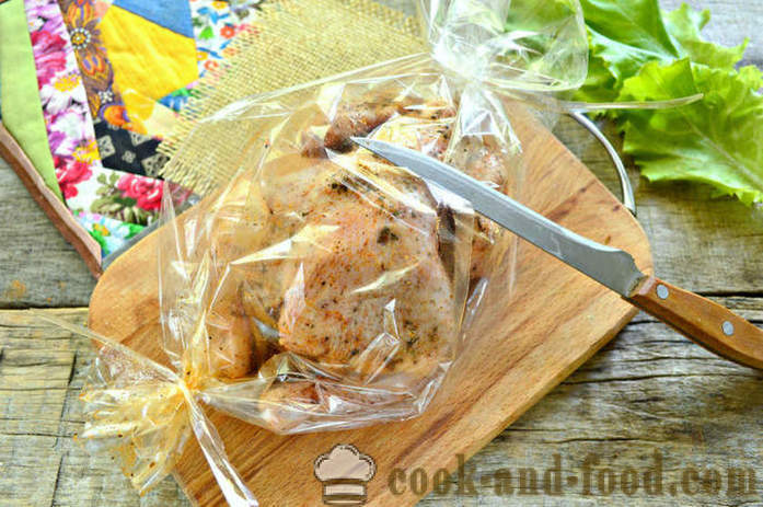 Chicken baked in the sleeve completely - how to bake chicken in the oven, with a step by step recipe photos