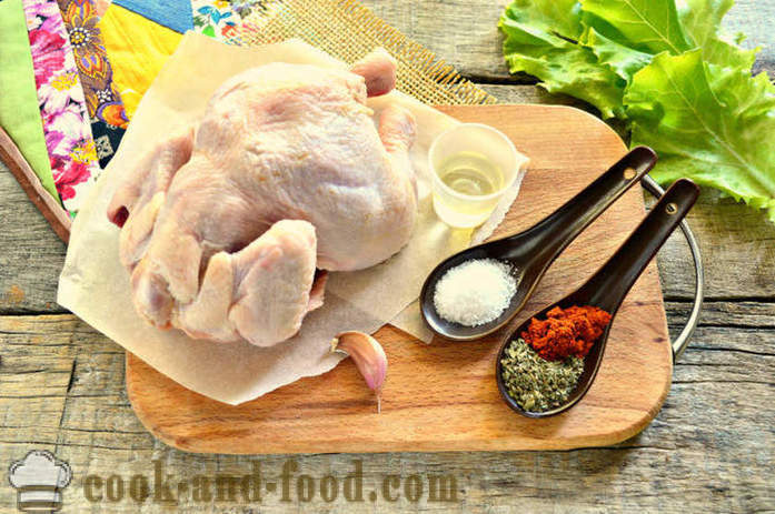 Chicken baked in the sleeve completely - how to bake chicken in the oven, with a step by step recipe photos