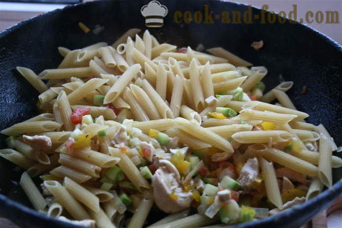 Italian homemade pasta with chicken, vegetables and cheese - how to cook Italian pasta at home, step by step recipe photos