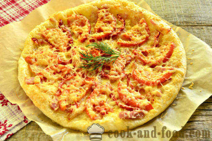 Pizza Puff Puff pastry with bacon and pepper - how to prepare unleavened pizza from the dough, a step by step recipe photos