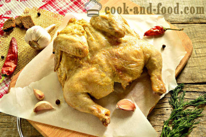 Whole chicken baked in foil in the oven - how to cook a chicken in the oven in foil, with a step by step recipe photos