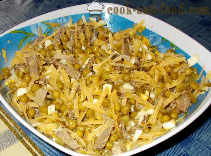 Simple salad of pork tongue - how to prepare a salad of language with eggs, step by step recipe photos