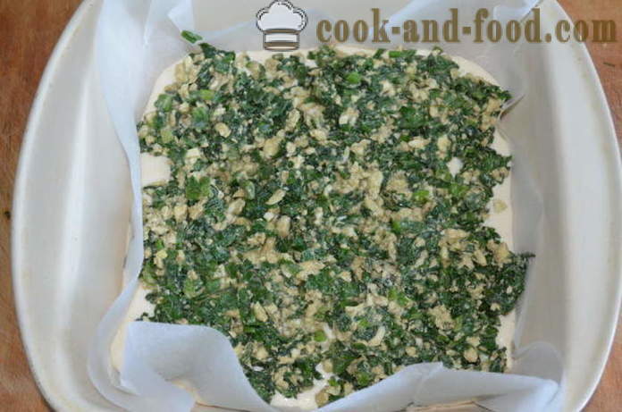 Quick filler cake on yogurt with spinach, egg and green onions - how to prepare jellied cake with kefir, a step by step recipe photos