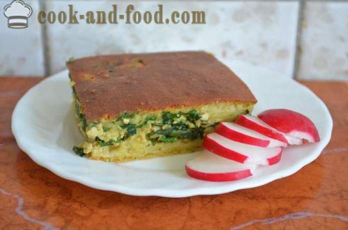 Quick filler cake on yogurt with spinach, egg and green onions - how to prepare jellied cake with kefir, a step by step recipe photos