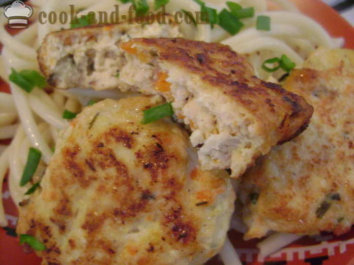 Juicy chicken cutlet with carrot, onion - how to make succulent chicken cutlets in the pan, a step by step recipe photos