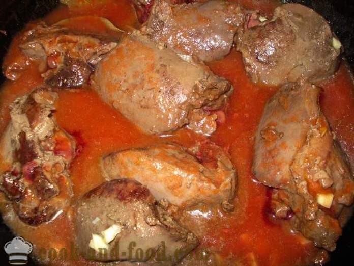 Braised turkey liver in tomato sauce - both delicious roast turkey liver, a step by step recipe photos