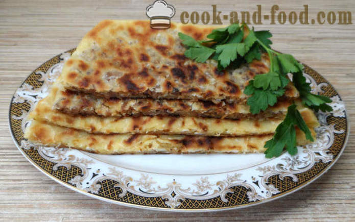 Gozleme Turkish bread with meat or cheese, greens and potatoes - how to cook Turkish bread rolls, a step by step recipe photos