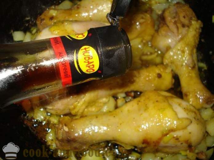 Chicken drumstick in soy sauce - both delicious to cook chicken drumsticks in a frying pan, a step by step recipe photos