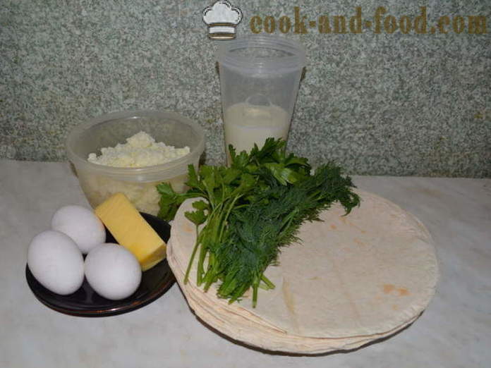 Pie of pita bread with cheese in the oven - how to cook a pie pita with cheese and herbs, with a step by step recipe photos