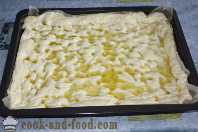 Italian focaccia bread with ginger filling in salt - how to cook Italian focaccia bread at home, step by step recipe photos