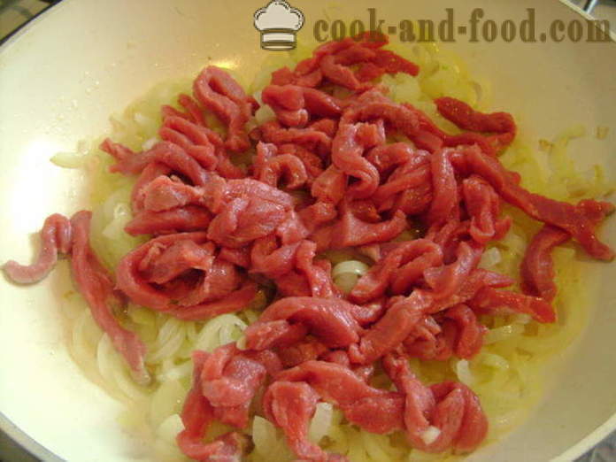 Rice with meat in Chinese - how to cook rice with meat in a frying pan, a step by step recipe photos