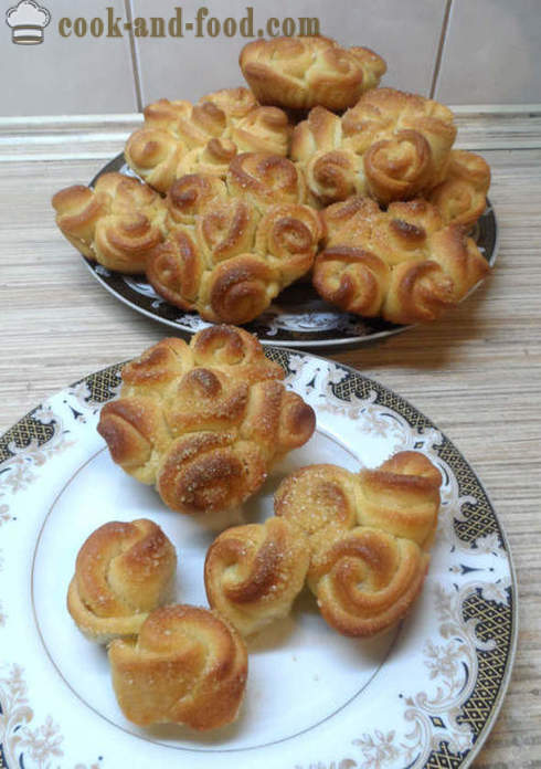 Full-flavored buns with sugar in the form of roses - how to cook a bun with sugar at home, step by step recipe photos