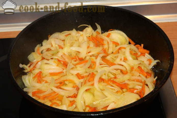 Delicious side dish of rice with carrots, onion and garlic - how to cook a delicious side dish of rice, a step by step recipe photos