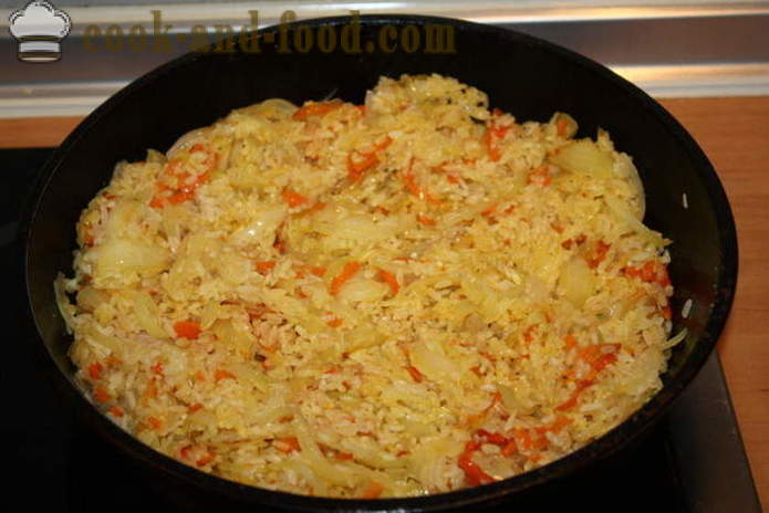 Delicious side dish of rice with carrots, onion and garlic - how to cook a delicious side dish of rice, a step by step recipe photos