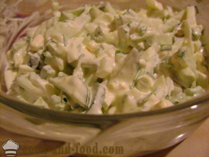 Salad: cucumbers, eggs, chives and mayonnaise - how to make cucumber salad with mayonnaise, a step by step recipe photos
