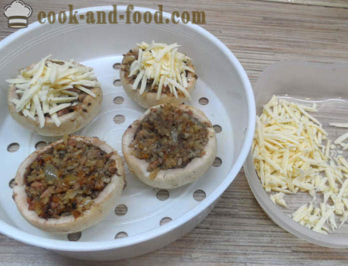Mushrooms stuffed with ham and cheese - how to prepare stuffed mushrooms in the oven, with a step by step recipe photos