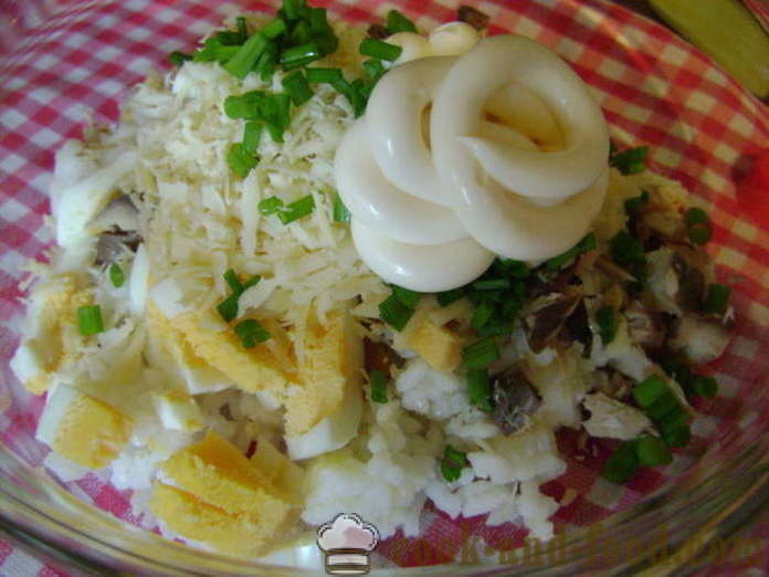 Simple fish salad with rice and egg - how to cook fish salad with rice, a step by step recipe photos