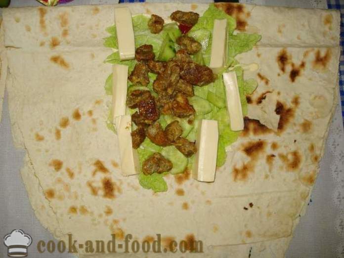 Shawarma in a pita with Chinese cabbage and beef - how to cook shawarma in pita house, step by step recipe photos