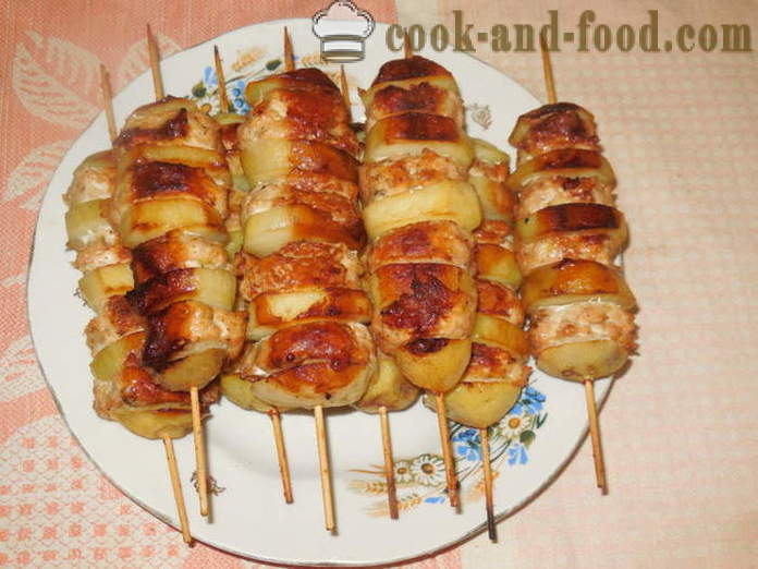 Potatoes with minced meat baked in the oven on skewers - how to bake potatoes with minced meat in the oven, with a step by step recipe photos