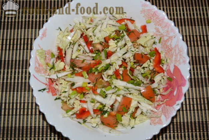 Salad with Chinese cabbage, tomatoes and peppers - how to prepare a salad of Chinese cabbage, a step by step recipe photos