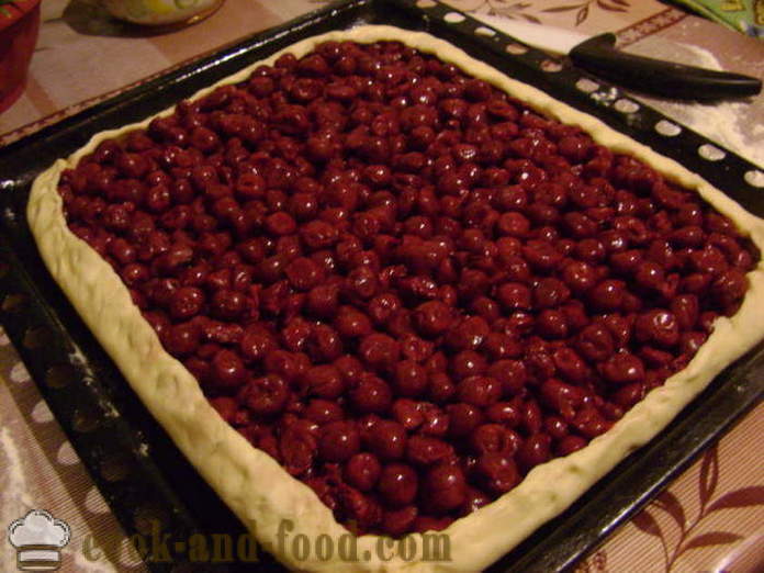 Outdoor yeast cake with cherries - how to cook a cake with a cherry in the oven, with a step by step recipe photos