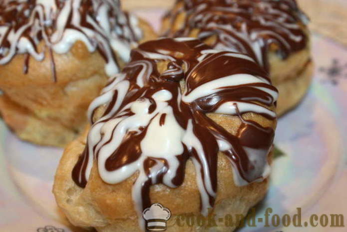 Profiteroles with custard - how to make profiteroles at home, step by step recipe photos