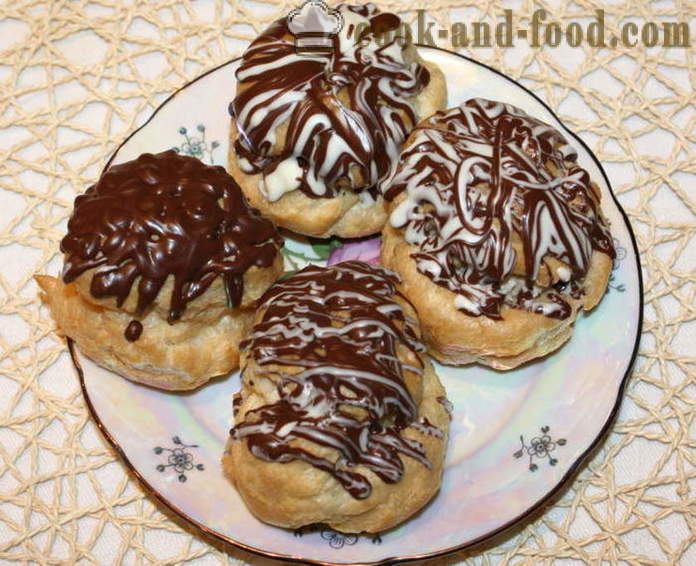 Profiteroles with custard - how to make profiteroles at home, step by step recipe photos