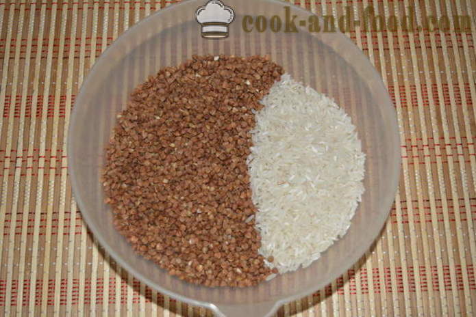 Buckwheat with rice and meat in multivarka - how to brew rice with buckwheat in multivarka, step by step recipe photos