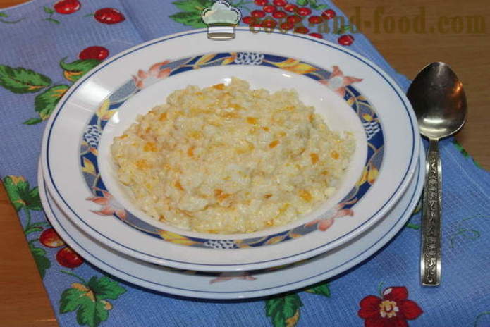 Rice porridge with pumpkin on milk - how to cook rice porridge with pumpkin on a plate, with a step by step recipe photos