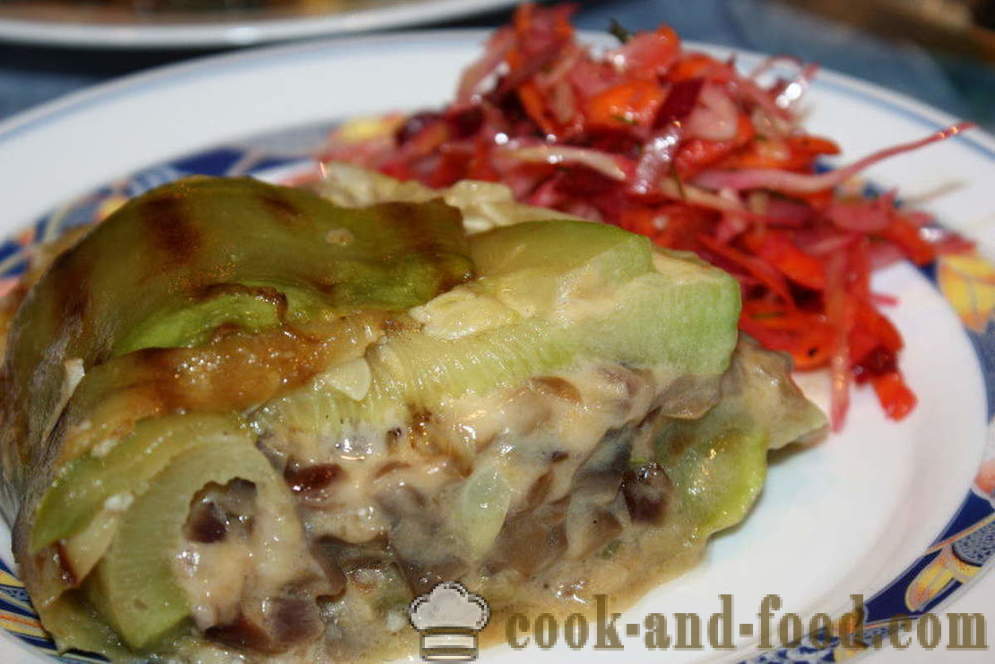 Casserole with cheese and mushrooms - both tasty casserole with mushrooms cook in the oven, with a step by step recipe photos