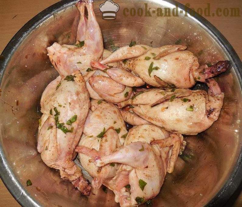Quail in the oven baked whole - how to cook the quails in the oven, with a step by step recipe photos