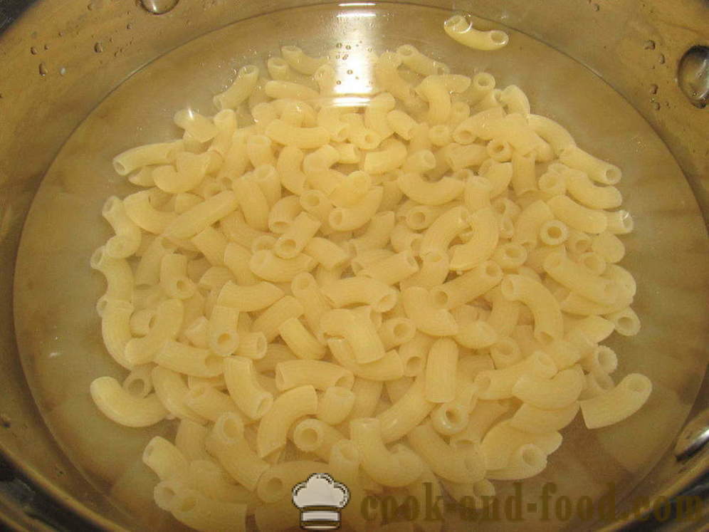 Pasta nautically with sausage in a frying pan - how to cook tasty pasta with sausage, a step by step recipe photos
