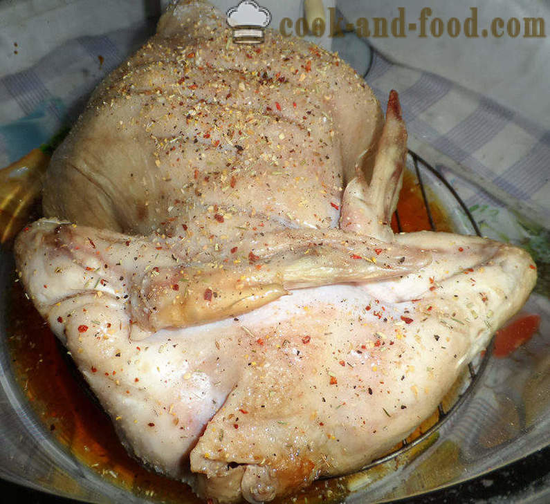 Chicken baked with apples in Aerogrill - how to bake chicken whole, step by step recipe photos