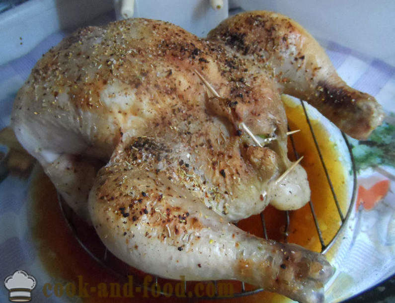 Chicken baked with apples in Aerogrill - how to bake chicken whole, step by step recipe photos